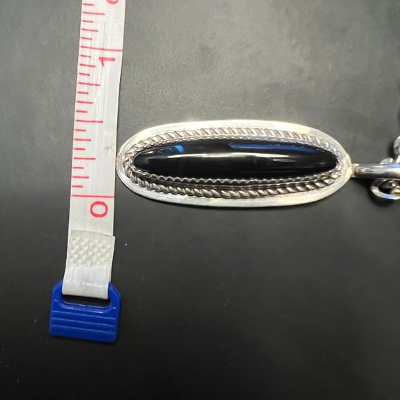 Navajo Onyx Sterling Silver Pendant Necklace - Picture 7 of 7